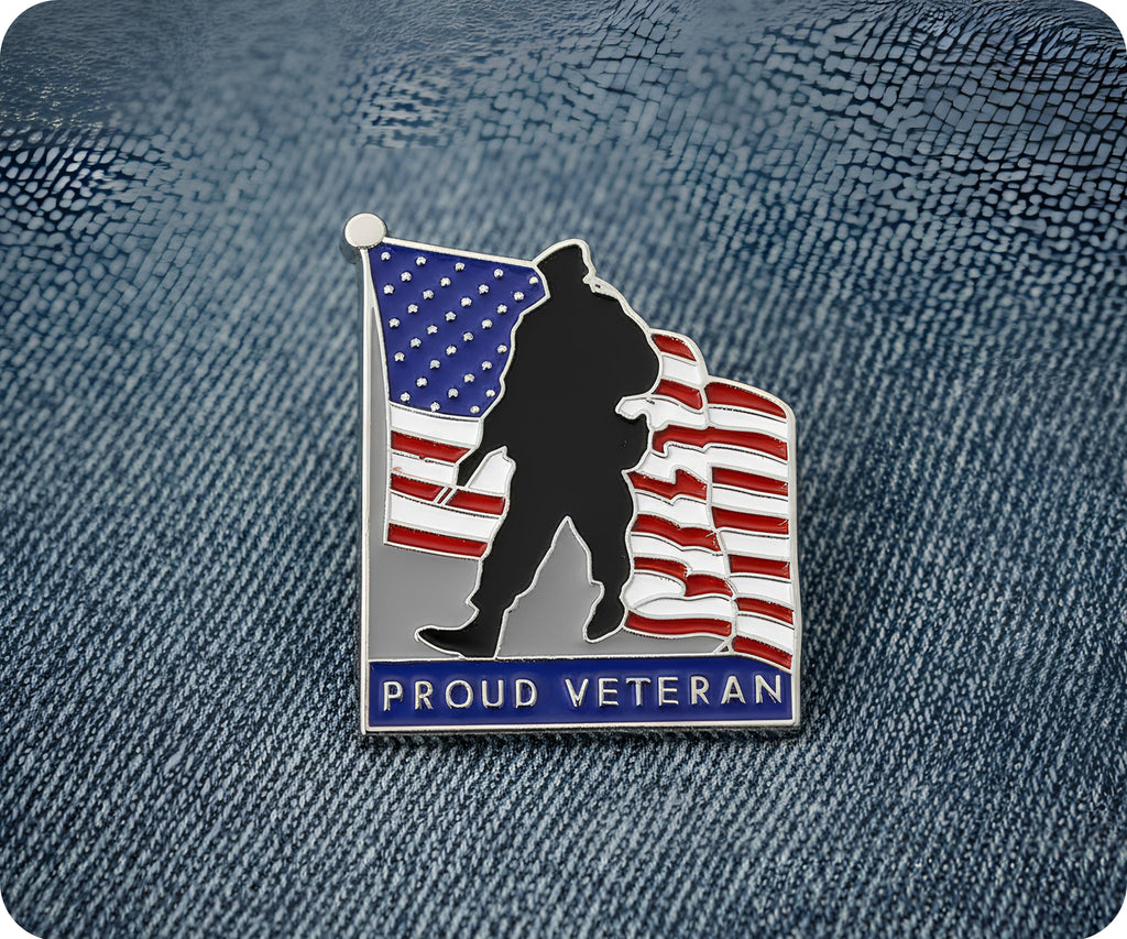 Proud Veteran USA Pin Badge