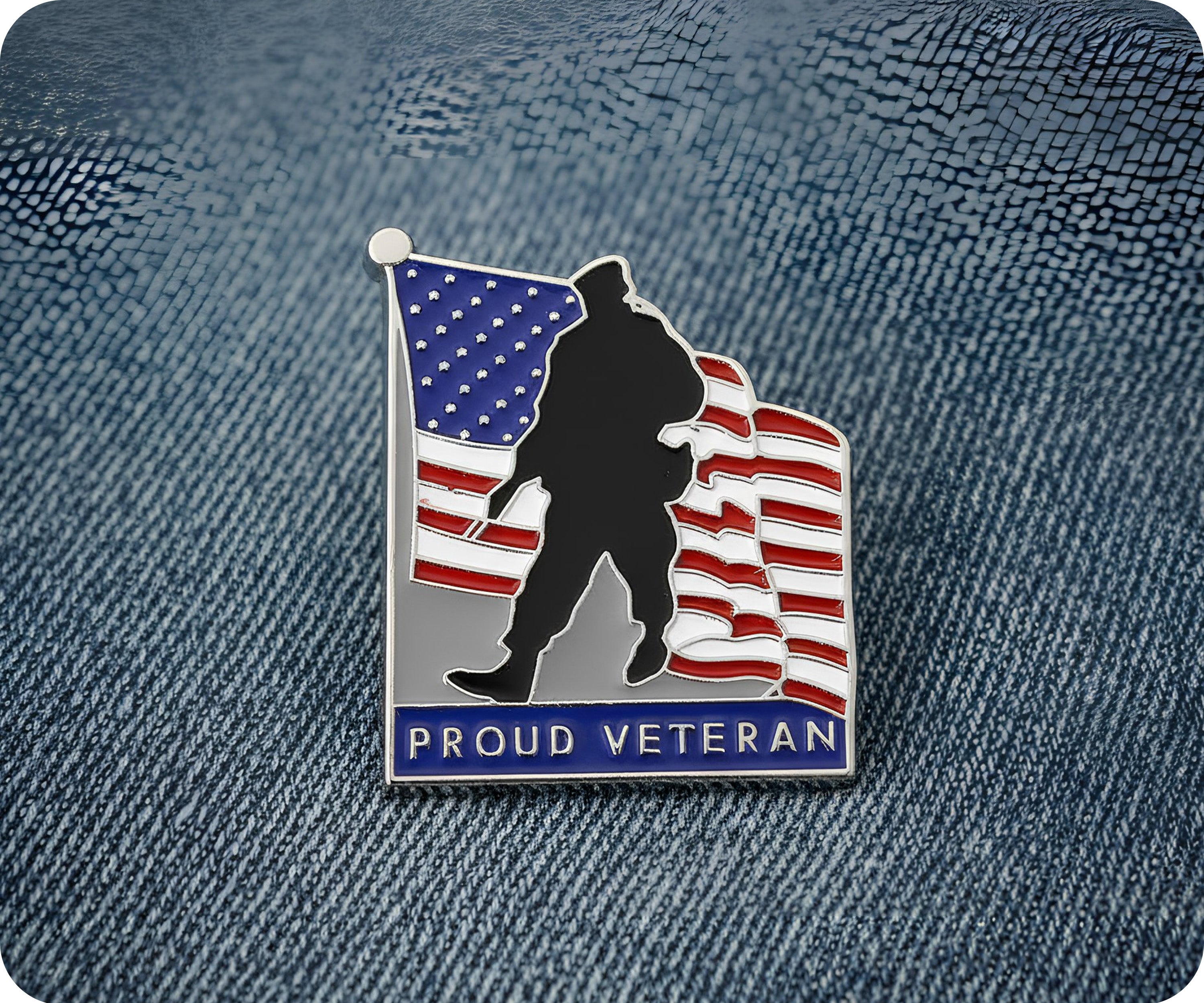 Proud Veteran USA Pin Badge