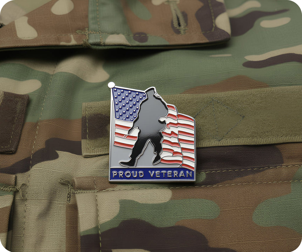 Proud Veteran USA Pin Badge