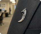 Nordic Viking Dragon Tooth Rune Pin Badge