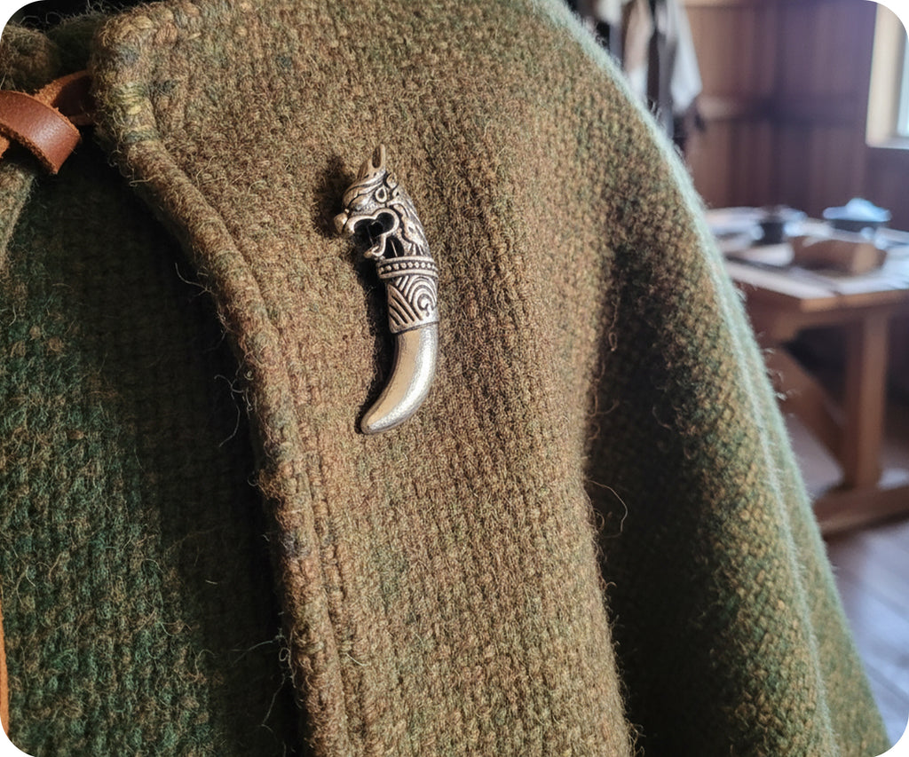 Nordic Viking Dragon Tooth Rune Pin Badge