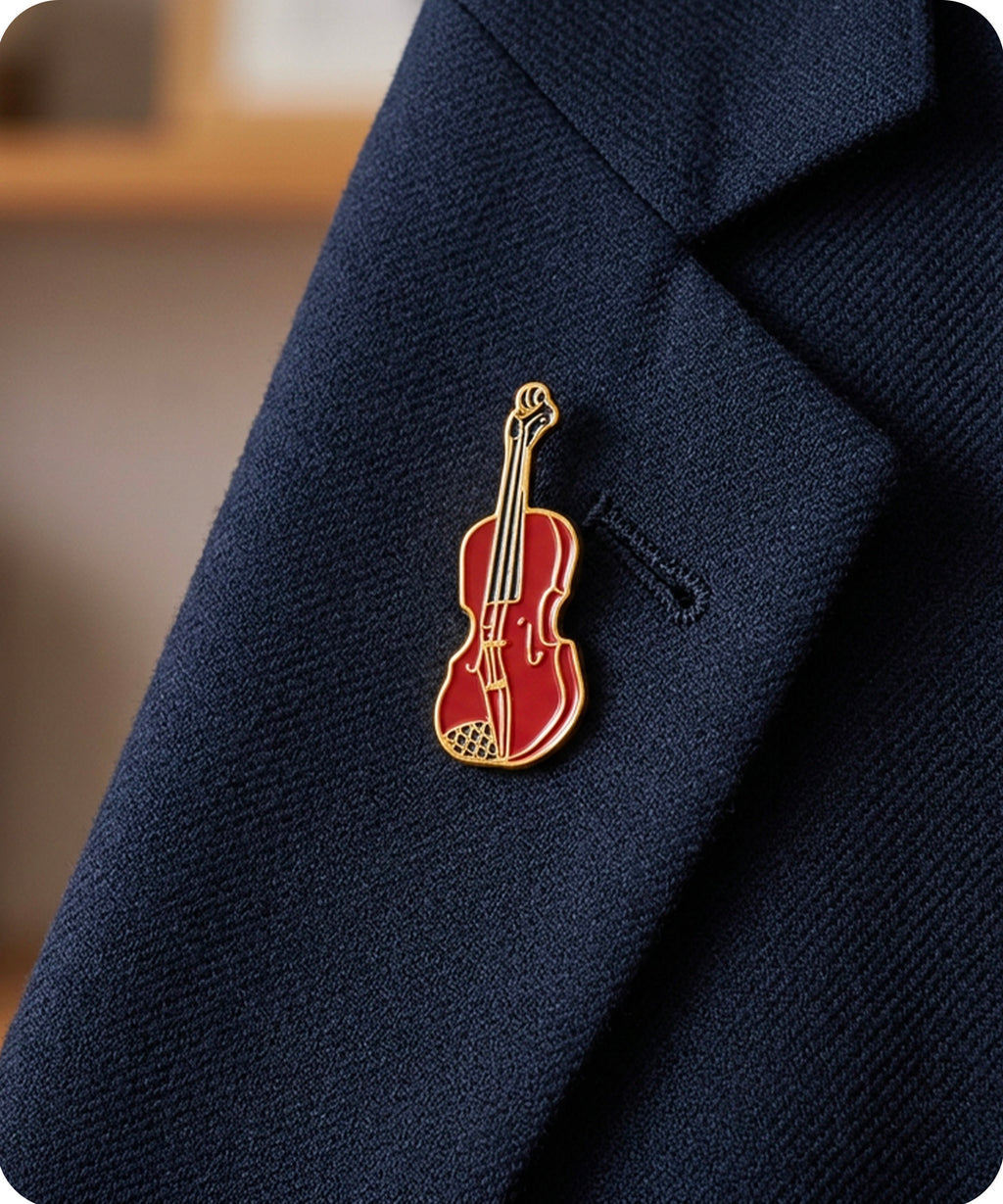 Violin Enamel Lapel Pin Badge