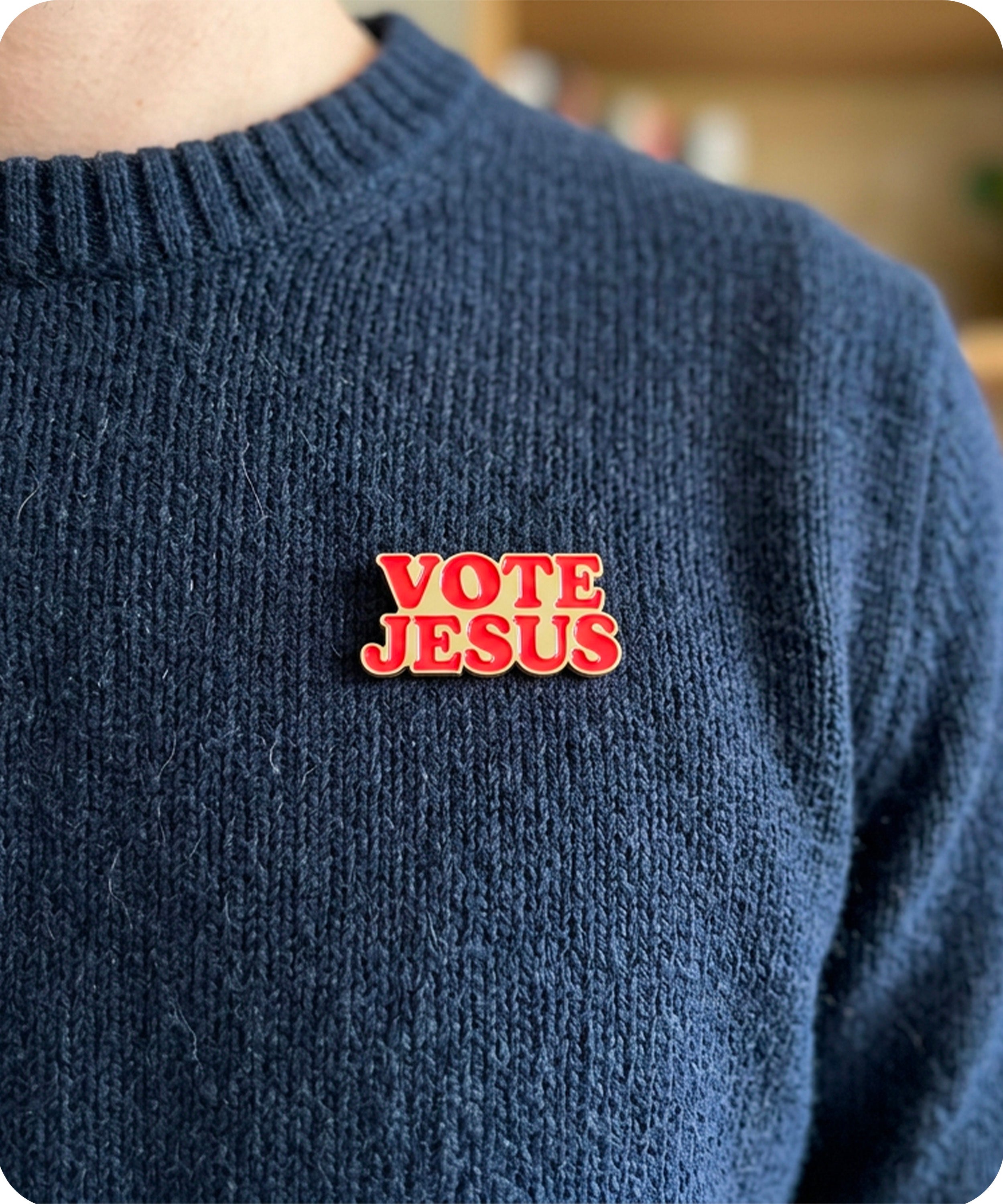 Vote Jesus Enamel Lapel Pin Badge Imagen secundaria del producto