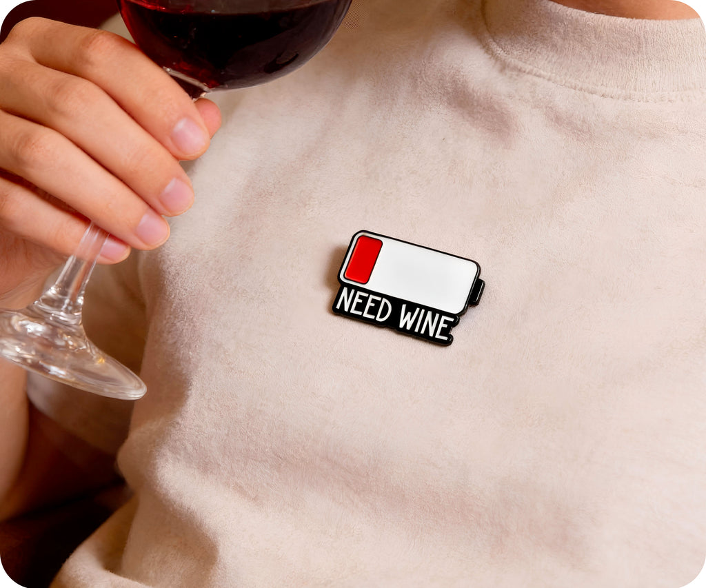 Social Battery Need A Wine Pin Badge