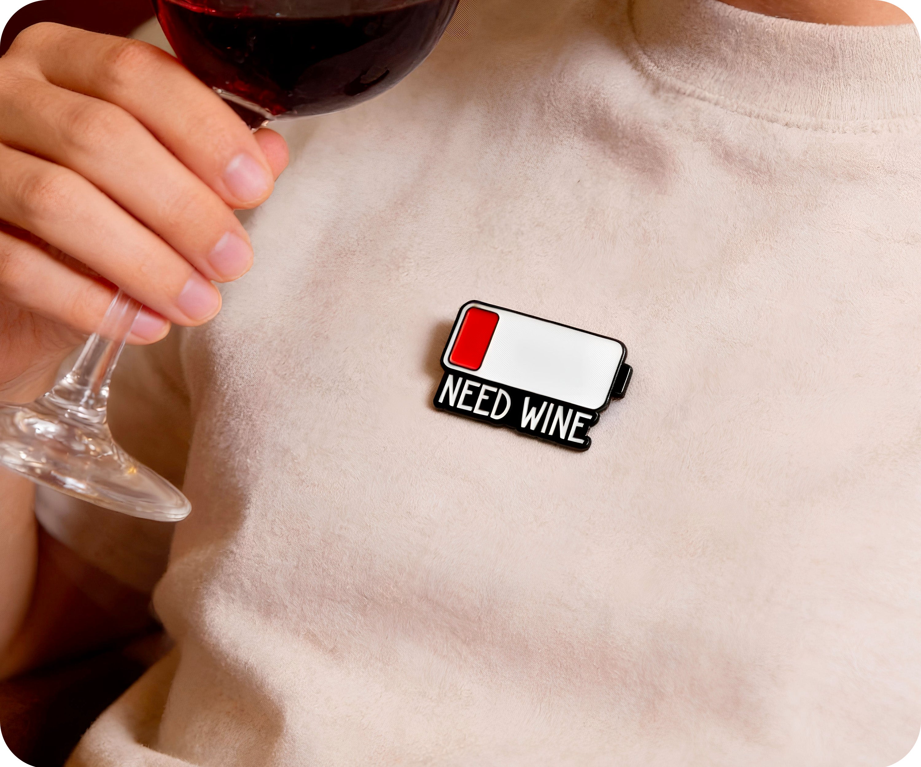 Social Battery Need A Wine Pin Badge