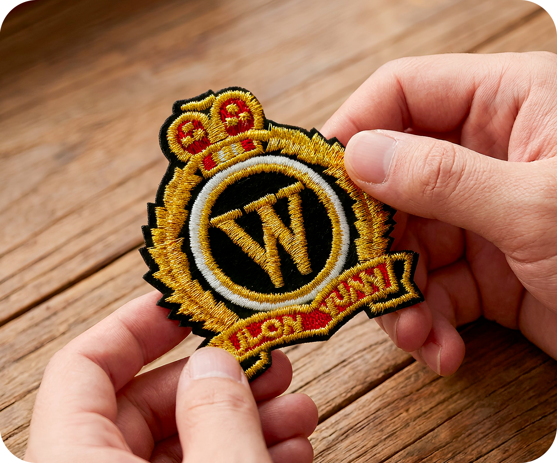 W Monogram Naval Captain Cap Badge Iron On Patch (5.5 x 6cm) Secondary image