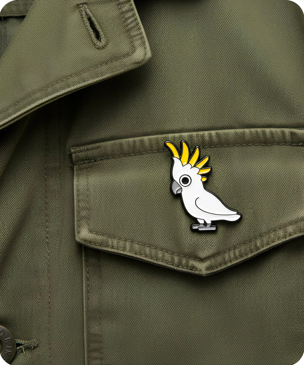 White Cockatoo Enamel Pin Badge