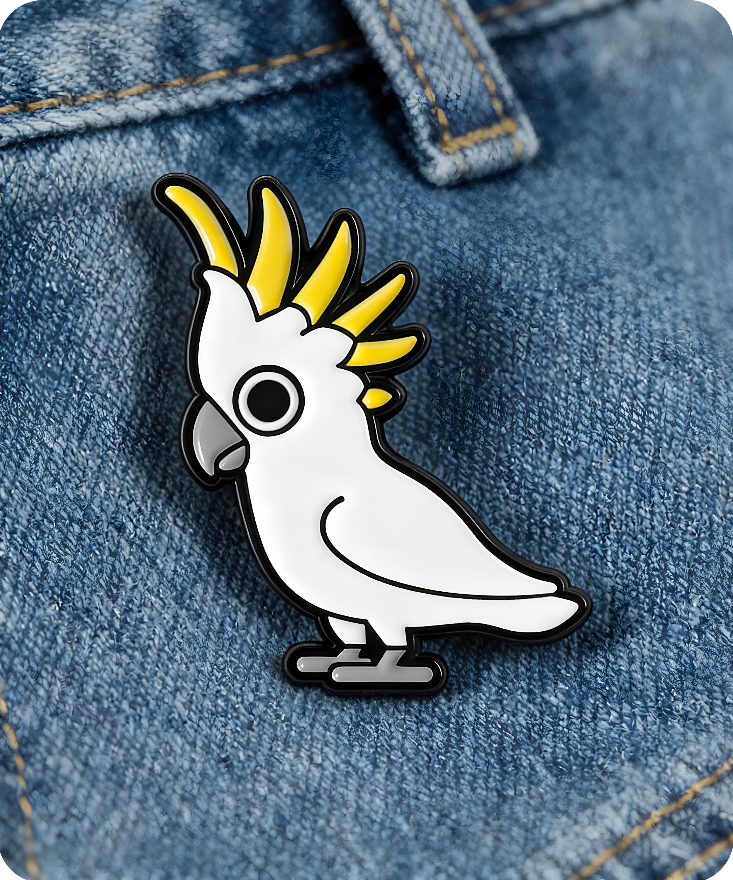 White Cockatoo Enamel Pin Badge Imagen secundaria del producto