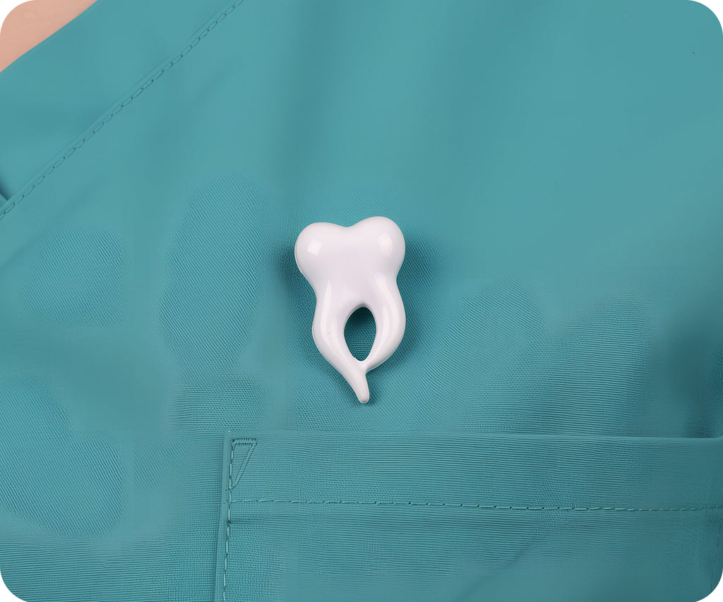 Dentist 3D White Tooth Pin Badge