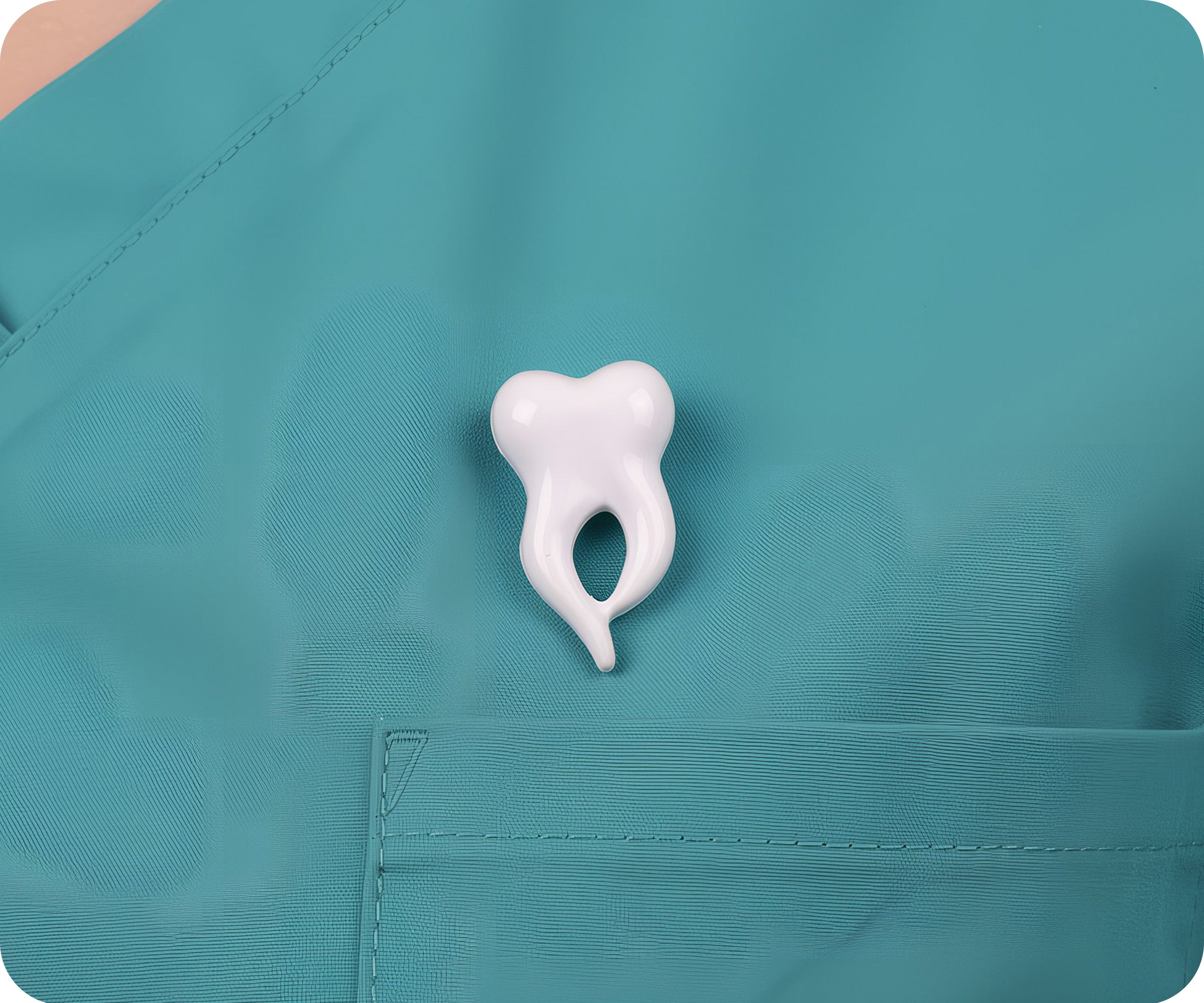 Dentist 3D White Tooth Pin Badge