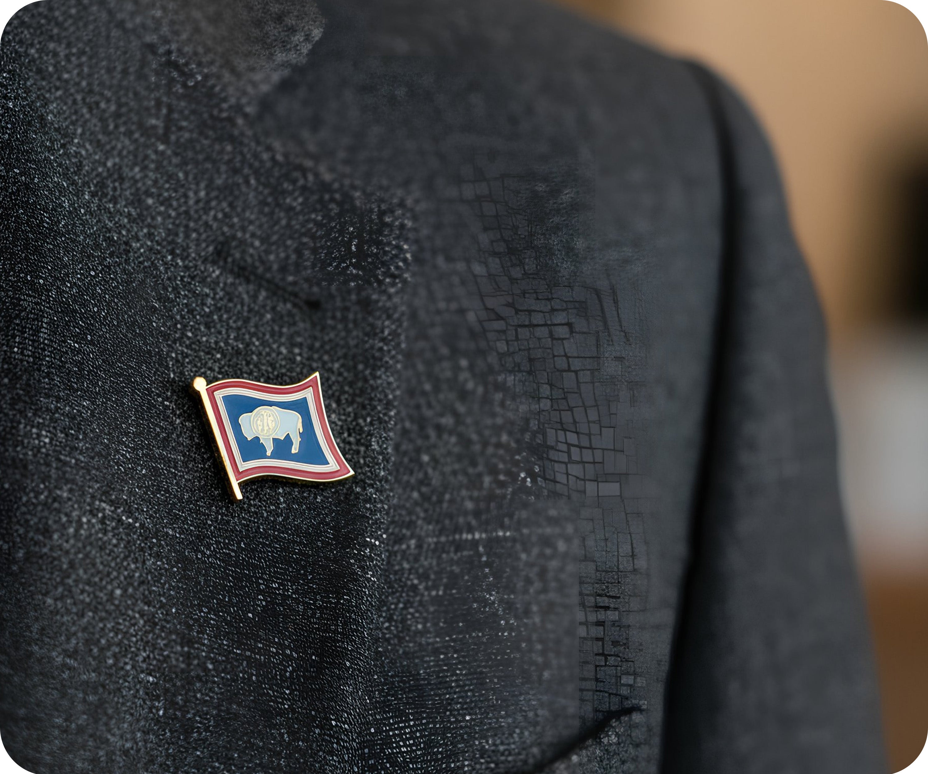 Wyoming U.S.A. United State Flag Pin Badge