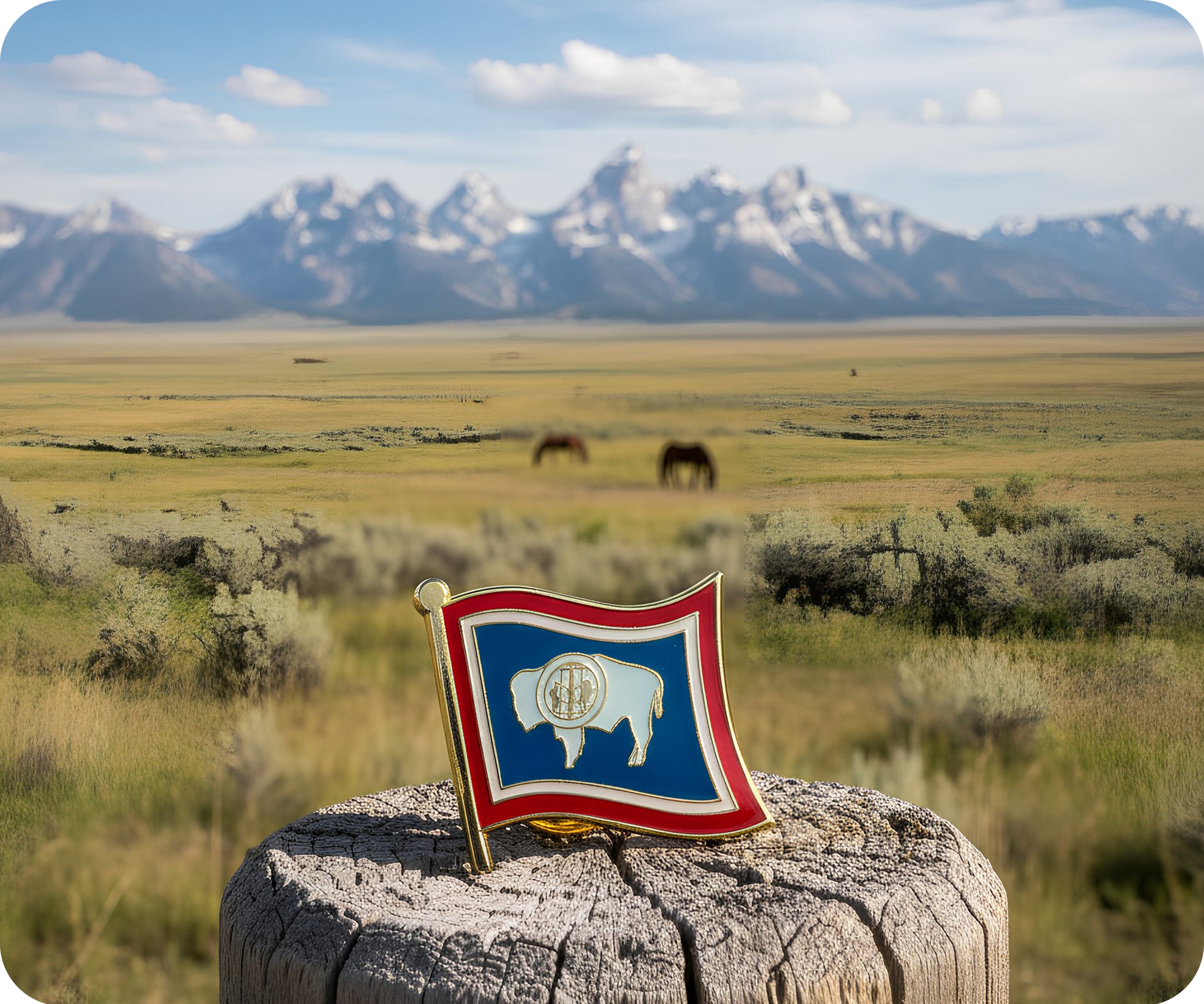 Wyoming U.S.A. United State Flag Pin Badge