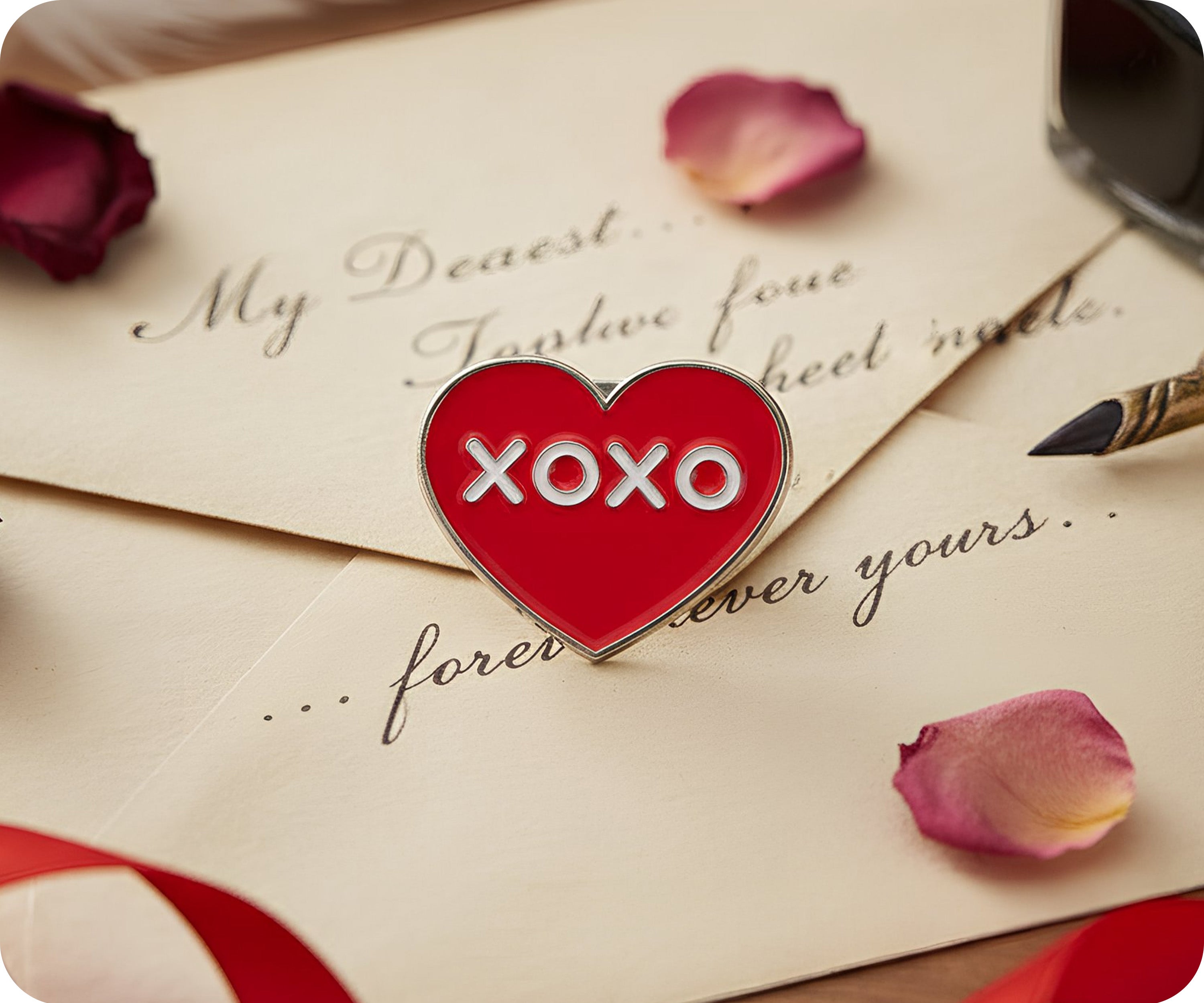 XOXO Love Heart Pin Badge