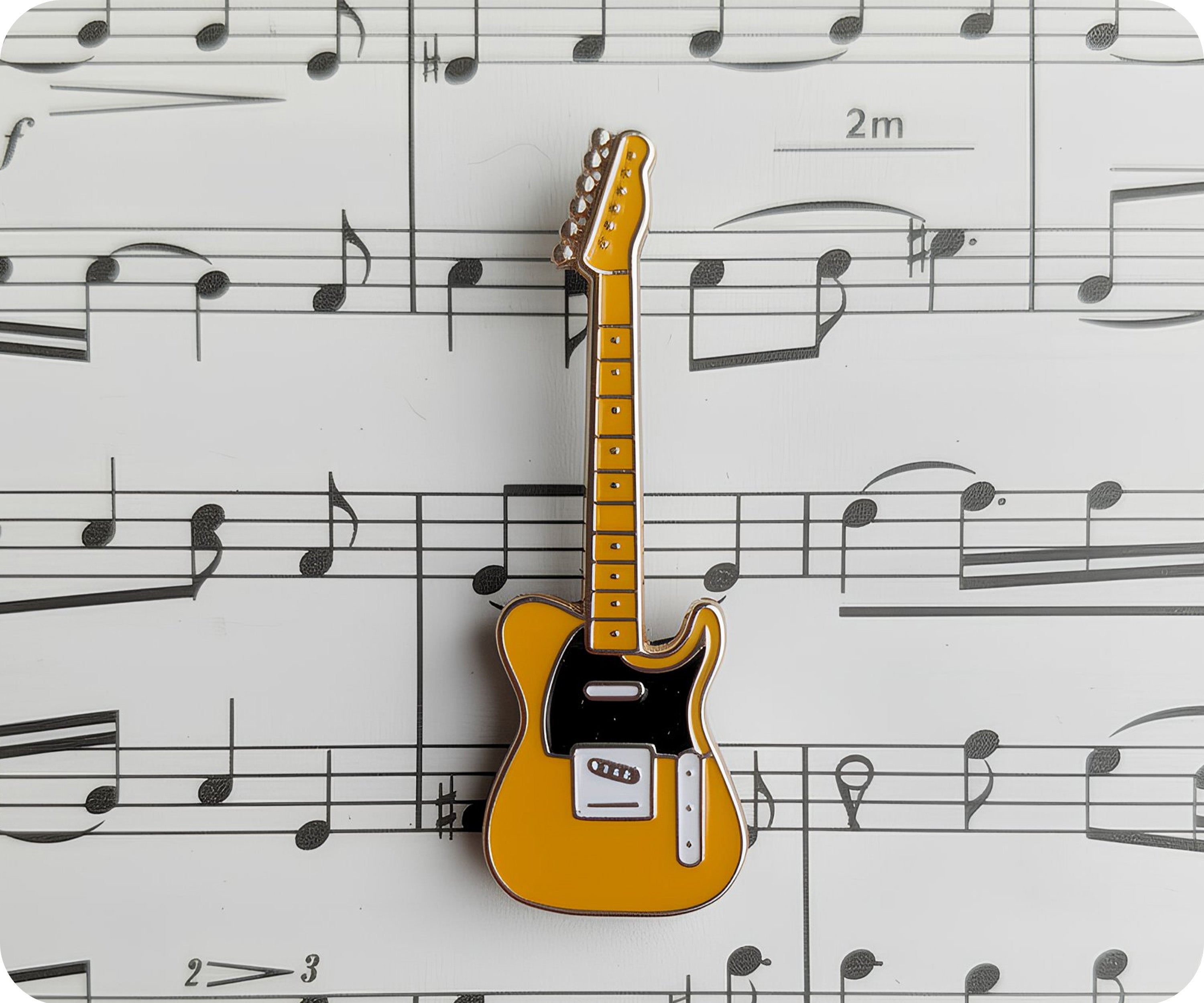 Yellow Electric Guitar Pin Badge