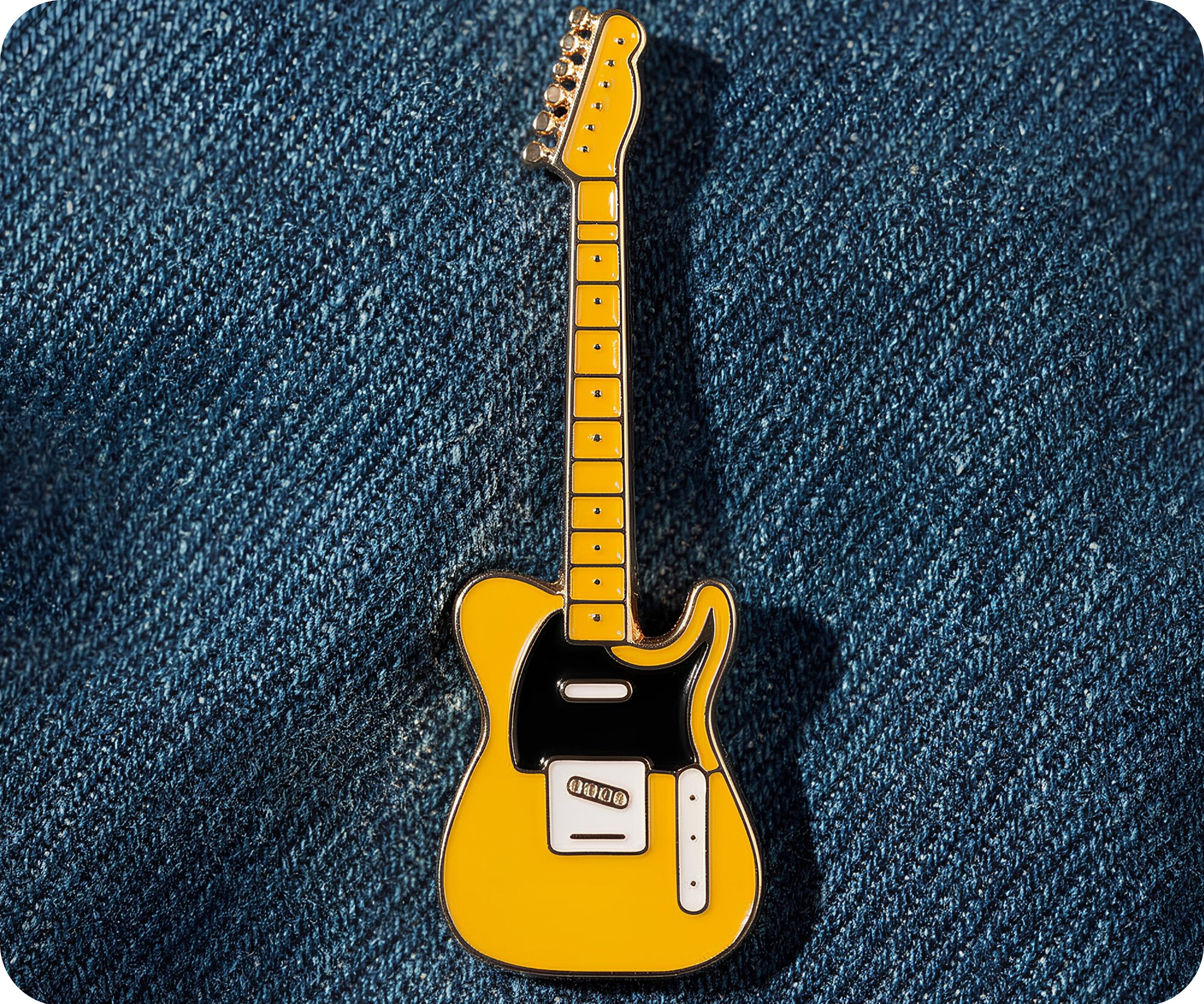 Yellow Electric Guitar Pin Badge