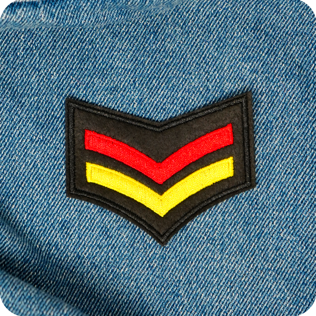 Corporal Yellow Red Germany Rank Army Iron On Patch (6 x 7.5cm)