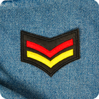 Corporal Yellow Red Germany Rank Army Iron On Patch (6 x 7.5cm)