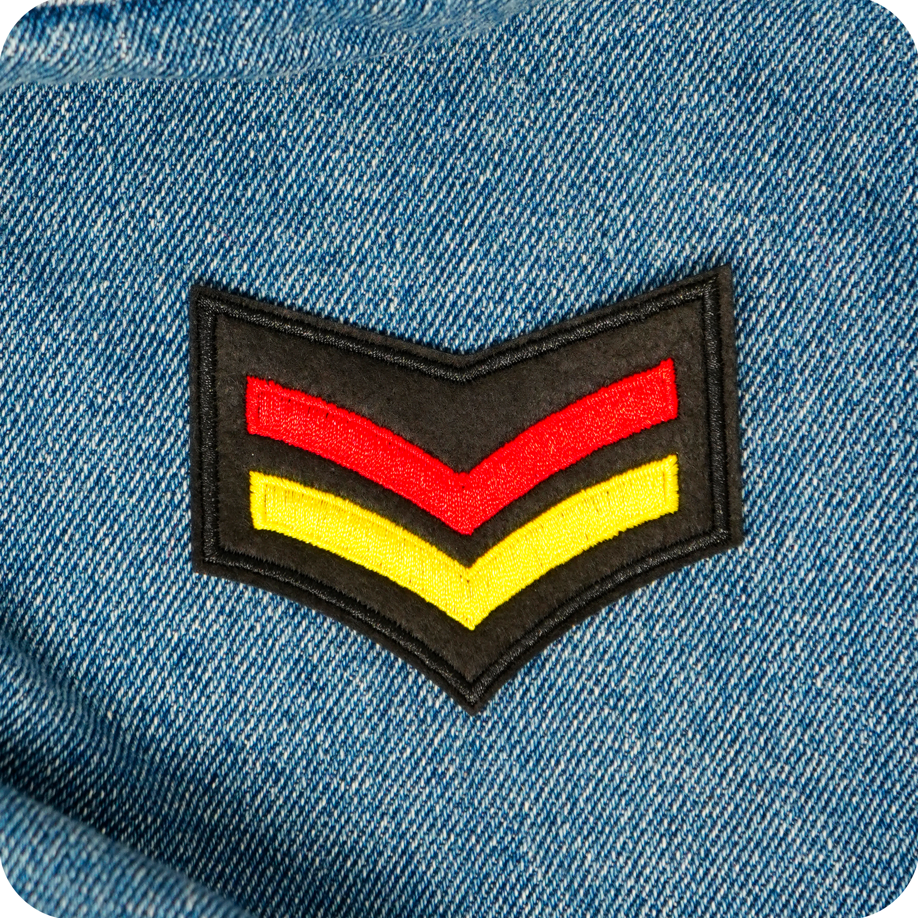 Corporal Yellow Red Germany Rank Army Iron On Patch (6 x 7.5cm)