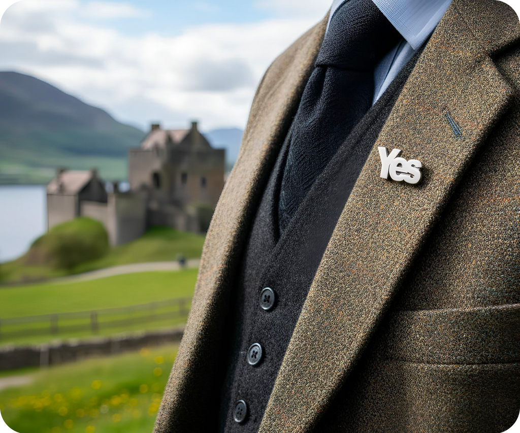 Yes Independence Scotland Pin Badge Silver