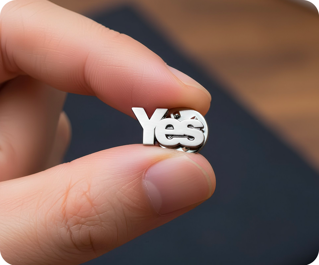 Yes Independence Scotland Pin Badge Silver