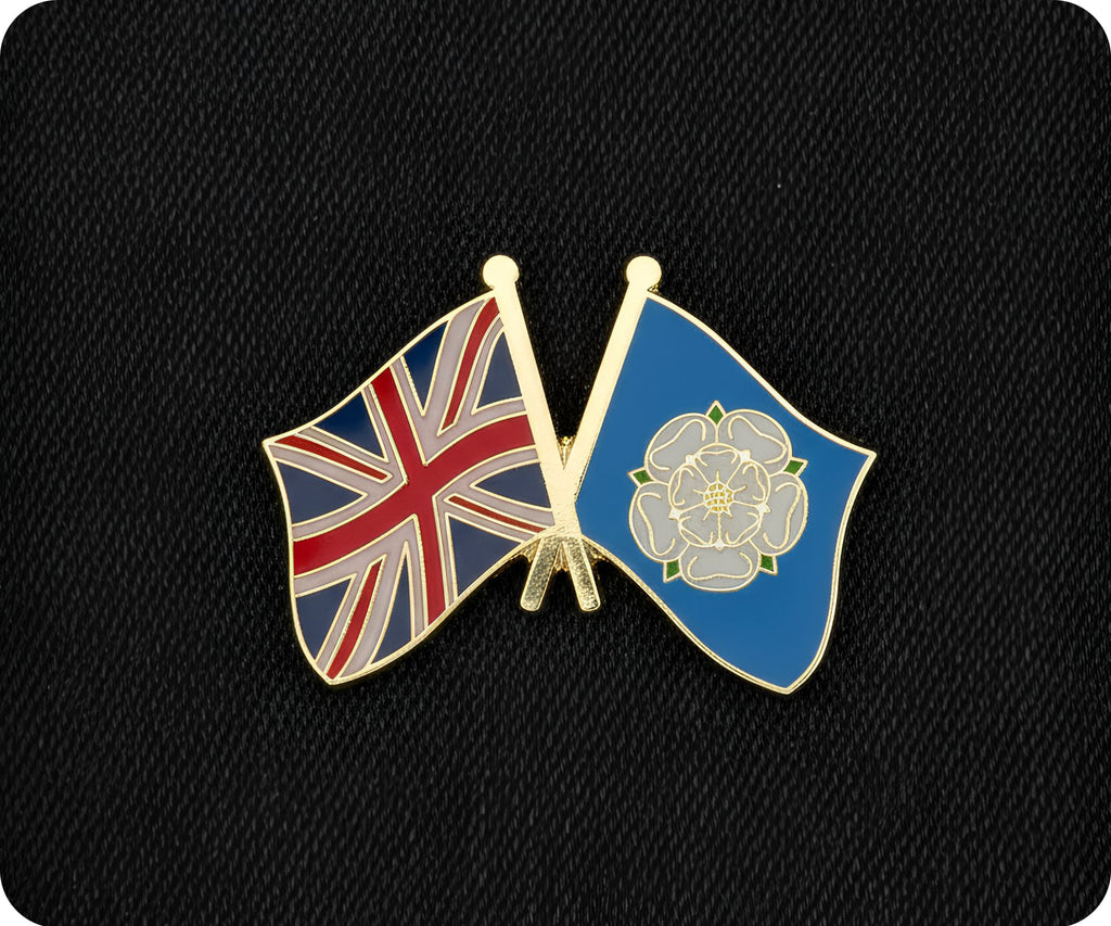 United Kingdom & Yorkshire White Rose Friendship Pin Badge