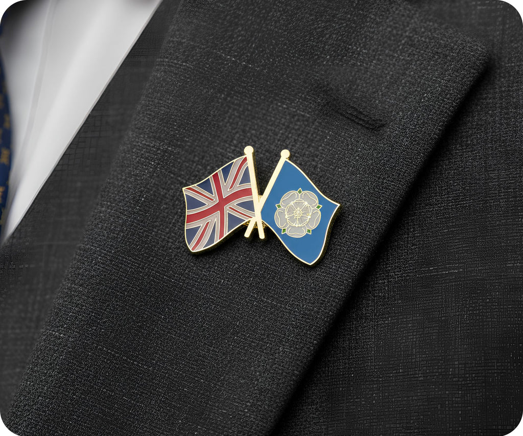 United Kingdom & Yorkshire White Rose Friendship Pin Badge