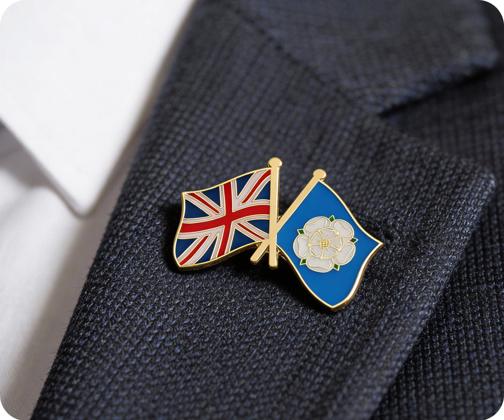 United Kingdom & Yorkshire White Rose Friendship Pin Badge