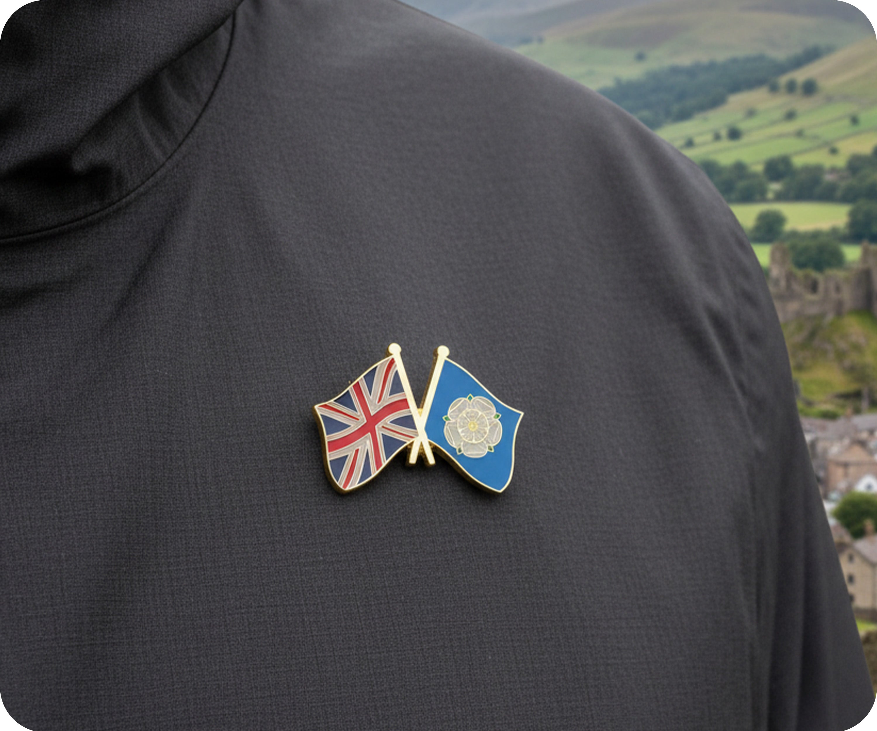 Pin de la amistad con la rosa blanca del Reino Unido y Yorkshire Imagen secundaria del producto