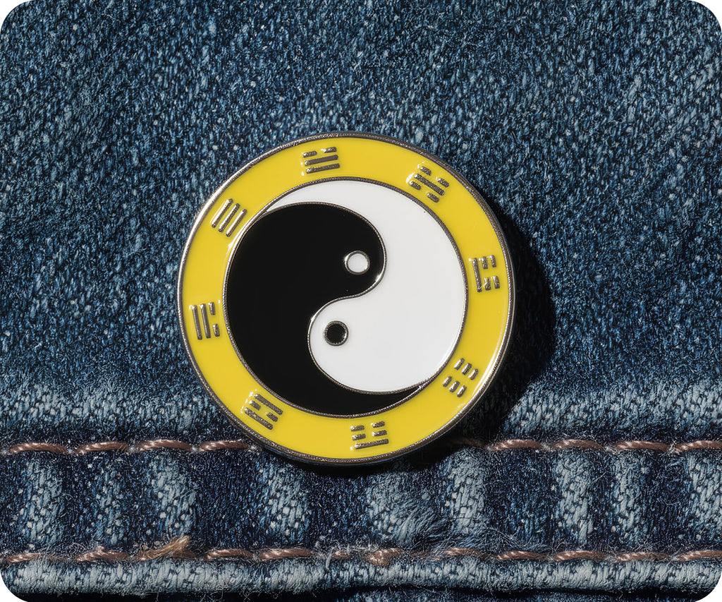 Yin & Yan Yellow Round Pin Badge