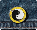 Yin & Yan Yellow Round Pin Badge