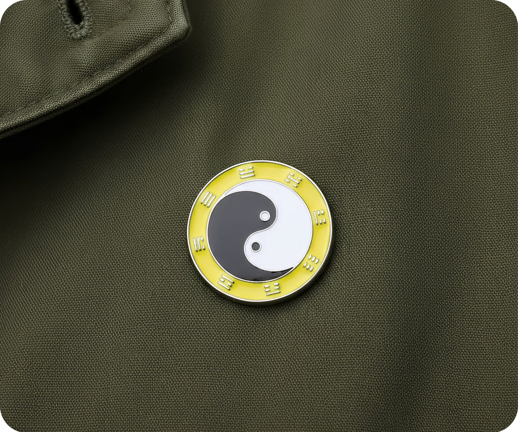 Yin & Yan Yellow Round Pin Badge