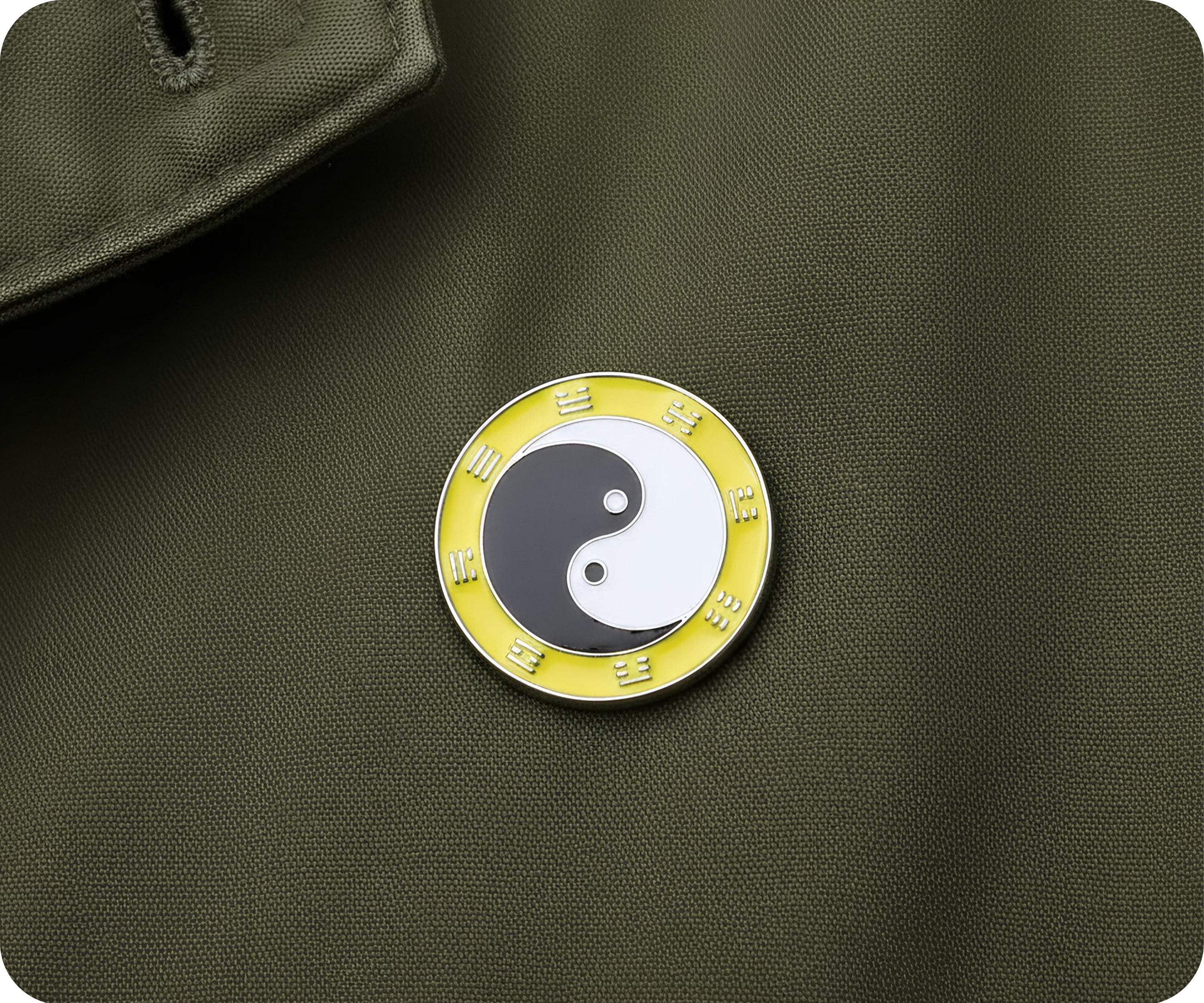 Yin & Yan Yellow Round Pin Badge