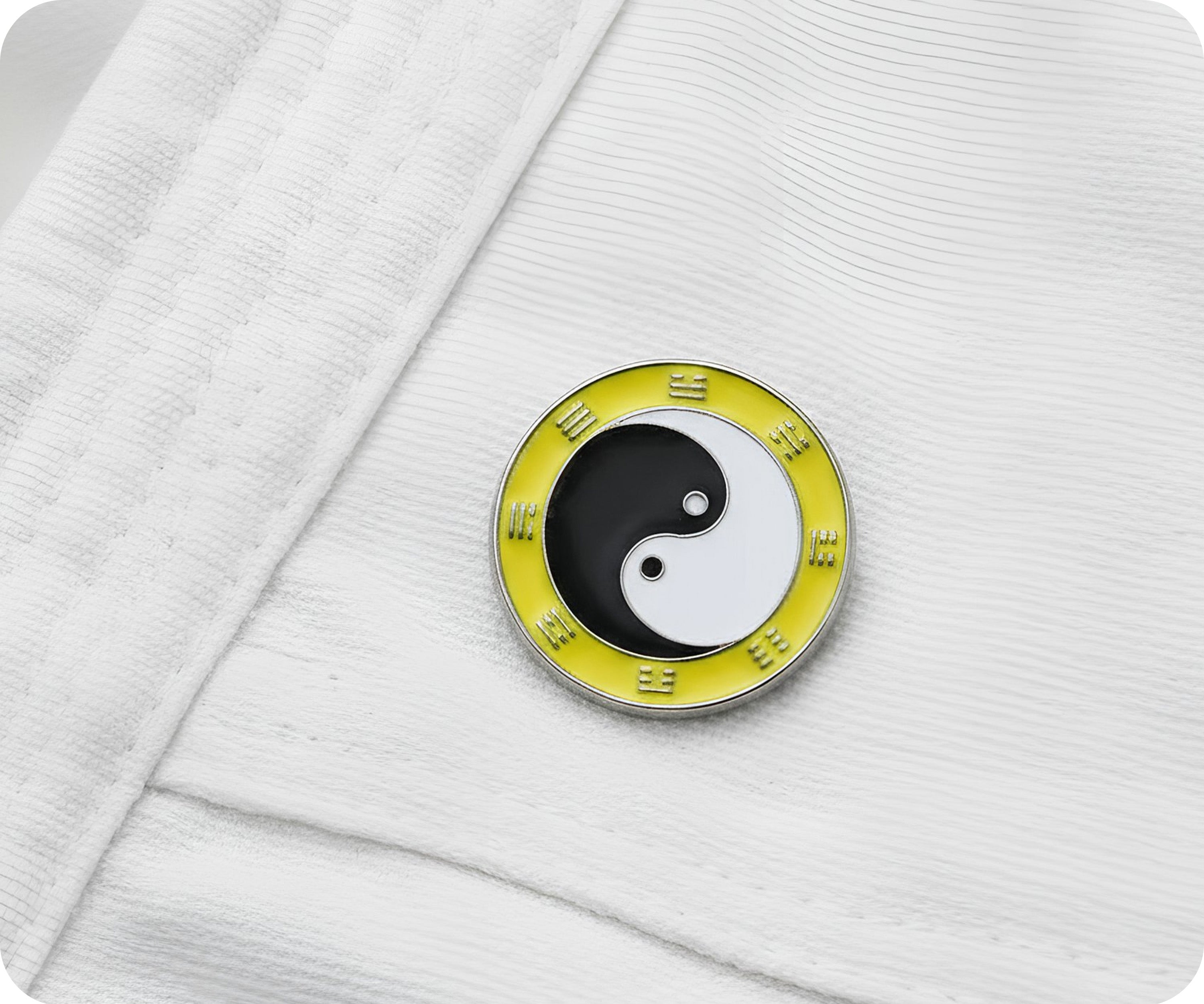 Yin & Yan Yellow Round Pin Badge