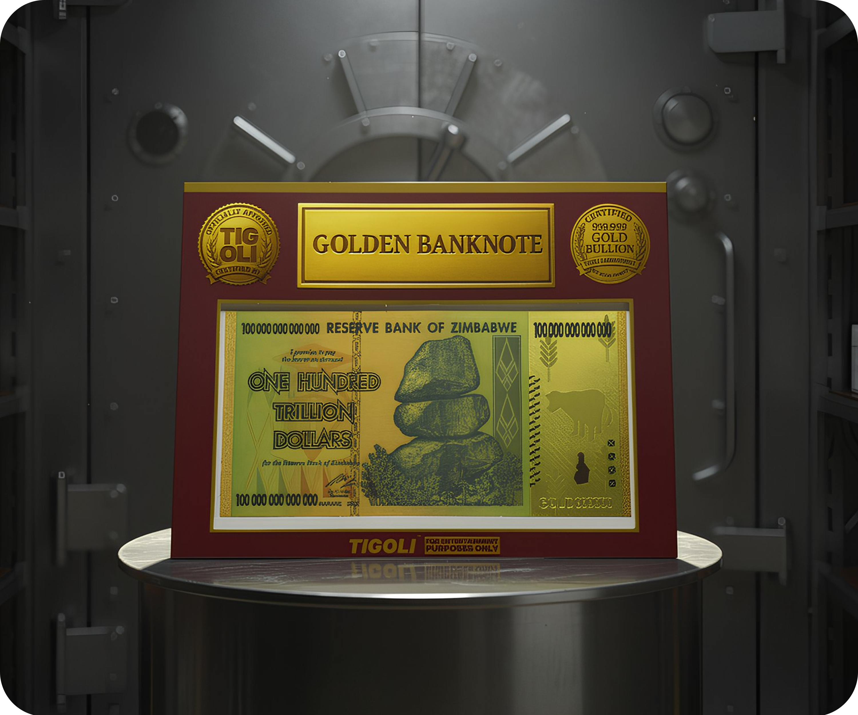 Zimbabwe 100 Trillion Dollar Golden Banknote