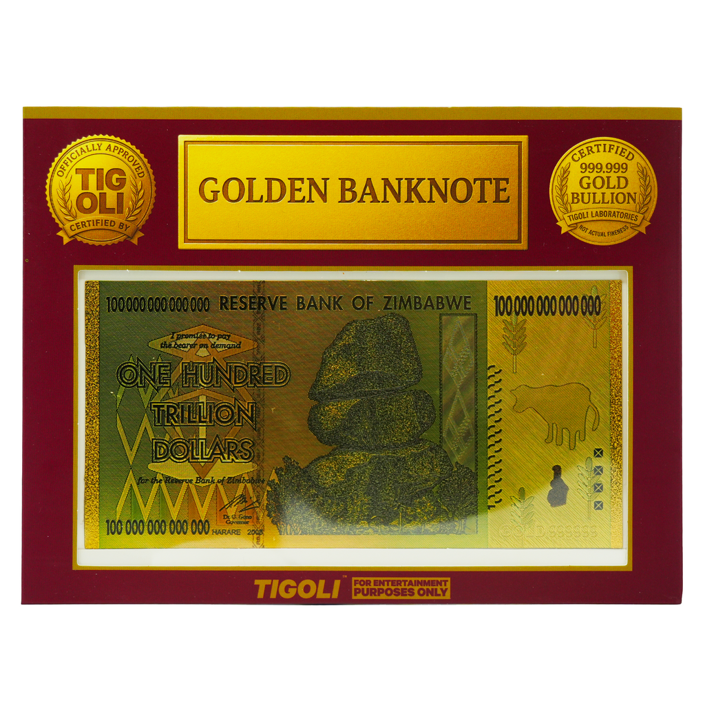 Zimbabwe 100 Trillion Dollar Golden Banknote