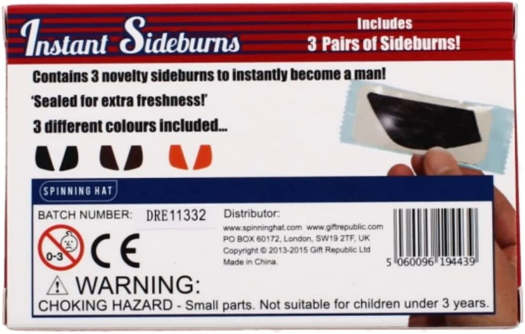 Instant Sideburns Costume Novelty Fancy Dress Joke Gag Facial Hair Fake Beard