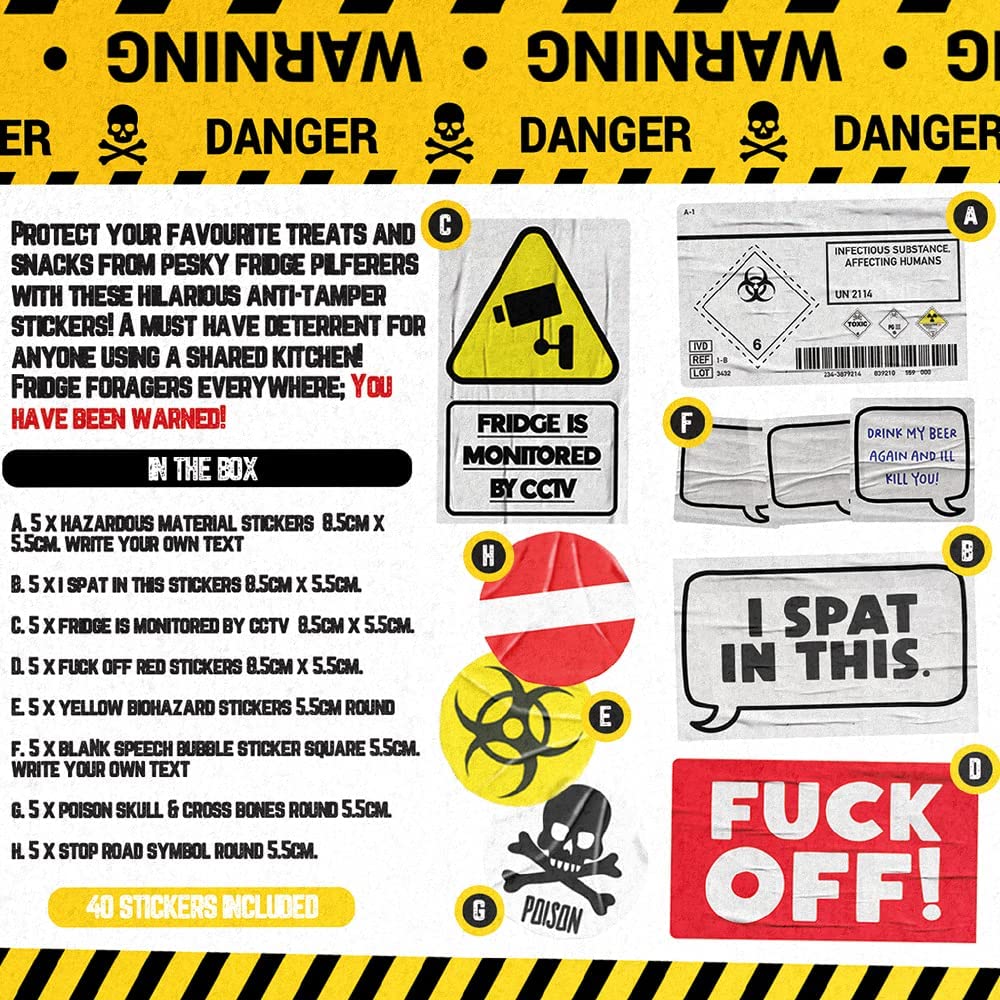Kit de supervivencia para el frigorífico: 40 pegatinas antirrobo de alimentos novedosas, caja de regalo para estudiantes, oficinas y trabajo Imagen secundaria del producto