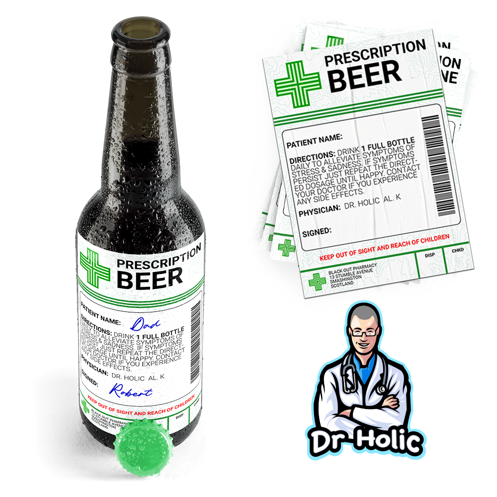 Pegatina divertida para regalo de botella de alcohol con receta médica de cerveza Imagen secundaria del producto