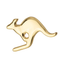 A gold pin badge in the shape of a kangaroo made from brass plated iron and hard enamel. © Tigoli® 2026 All Rights Reserved Panda Loco Ltd 