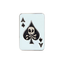A pin badge featuring a black and white design of a skull inside a spade symbol, with the letter 'A' for ace. © Tigoli® 2026 All Rights Reserved Panda Loco Ltd 