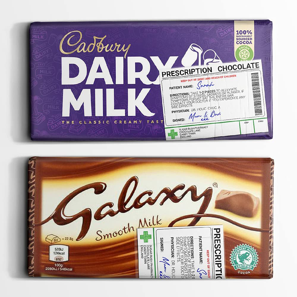 5 X Etiquetas adhesivas divertidas de regalo de chocolate con receta Imagen principal del producto