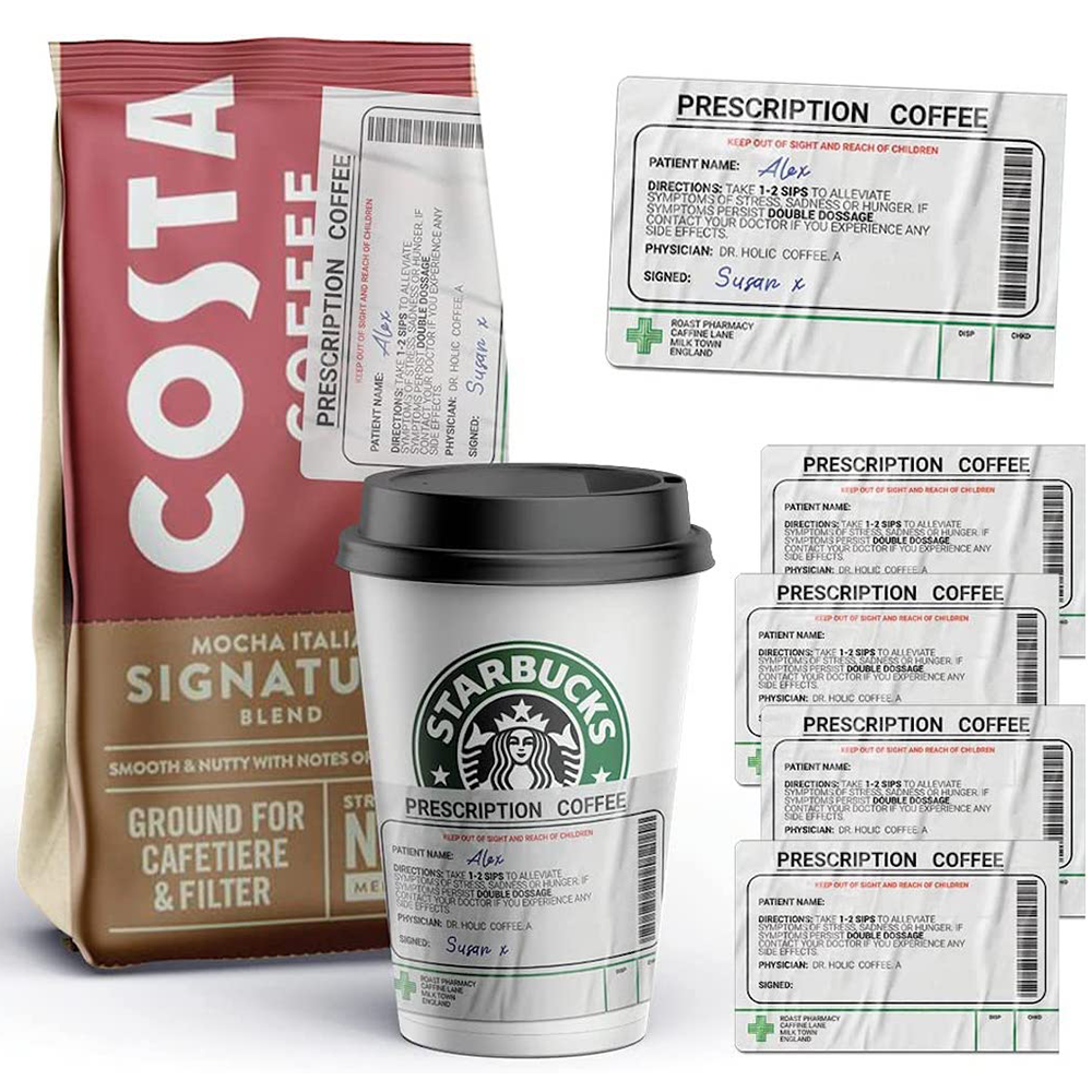 5 X Etiquetas adhesivas de regalo para café con receta Imagen secundaria del producto