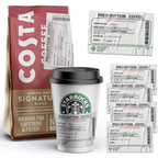 5 X  Prescription Coffee Label Gift Funny Prank Sticker