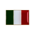 A rectangular pin badge featuring the colors of the Italian flag with a brass plated iron base. © Tigoli® 2026 All Rights Reserved Panda Loco Ltd 