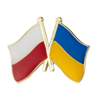 A badge featuring the flags of Poland and Ukraine with a brass plated iron base and a butterfly clutch. © Tigoli® 2026 All Rights Reserved Panda Loco Ltd 