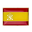 A rectangular enamel pin badge featuring the colors of the Spanish flag with a national emblem in the center, set against a yellow background. © Tigoli® 2026 All Rights Reserved Panda Loco Ltd 