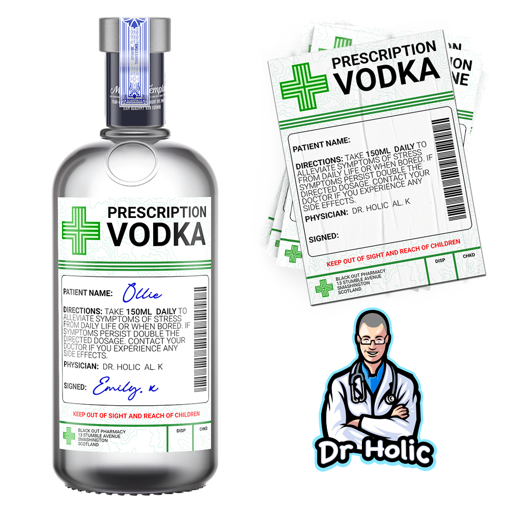 Pegatina divertida para bebidas con receta de vodka, botella de alcohol para uso médico Imagen secundaria del producto
